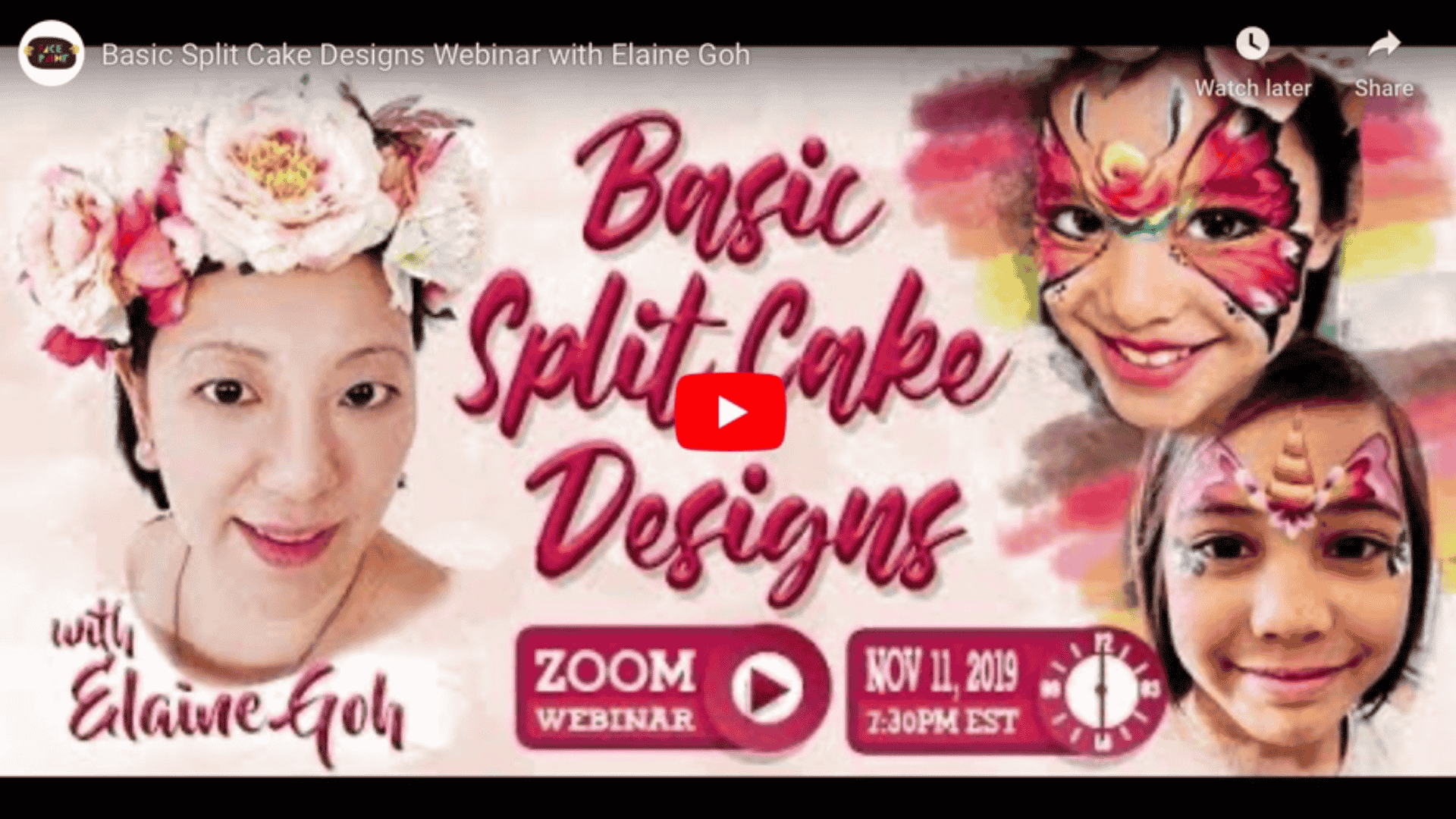 Facepaint.com webinar – Basic split cake designs by Elaine Goh